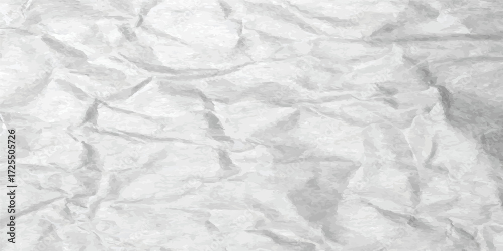Fototapeta premium Abstract White Paper Texture Vector with Realistic Crumpled Wrinkles and Folded Rough Background for Creative Digital Templates