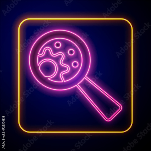 Glowing neon GMO icon isolated on black background. Genetically modified organism acronym. Dna food modification. Vector