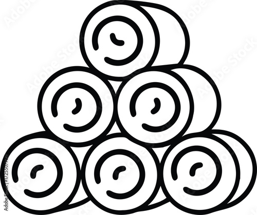 Round Hay Bales Agriculture outline icon on transparent background
