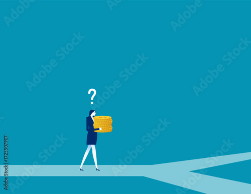 Invest. Businessman and choice with investment direction.