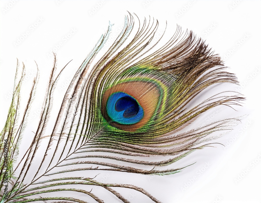 Naklejka premium peacock feather isolated on white or