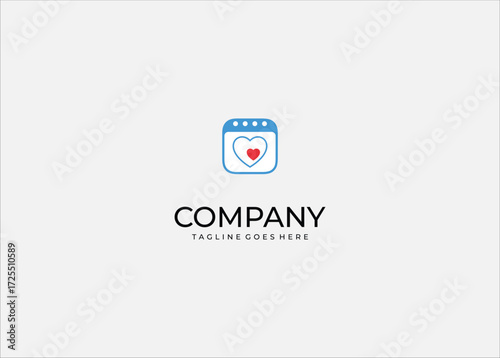 Application window icon with blue outline and double hearts inside, large heart shape with smaller red heart symbolizing love connection.