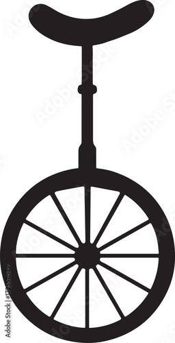 Silhouette of a classic unicycle with a spoked wheel