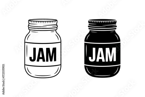 Two jam jars isolated on white background, vector illustration