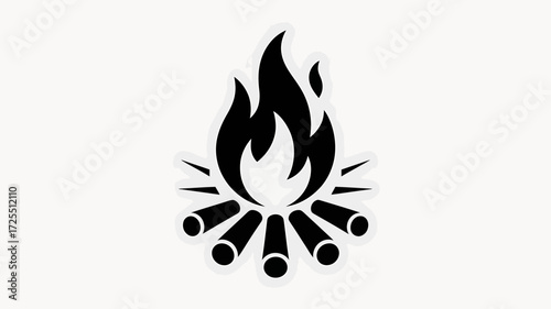 Campfire icon isolated on white background, a symbol of warmth and adventure