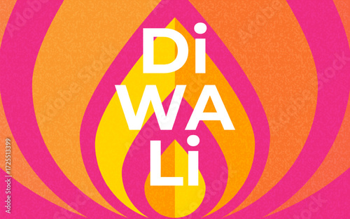 Happy Diwali modern design in trendy geometric style with fire from a candle. Indian festival of lights. Holiday background for branding, card, banner, cover, poster