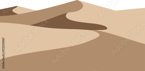 Expansive desert dunes under a clear blue sky serene natural landscape scene isolated on transparent background