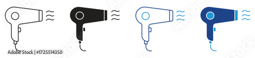Hair dryer icon isolated on white background. Hair drying symbol. Blowing hot air. Vector Illustration .