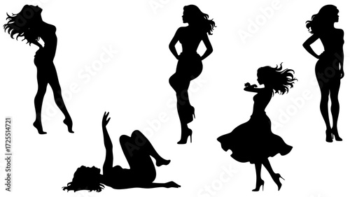 Fashionable Lady Silhouettes in Poses