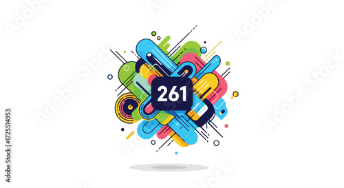 Energetic abstract vector design featuring vibrant colors and bold geometric shapes number two hundred and sixty-one