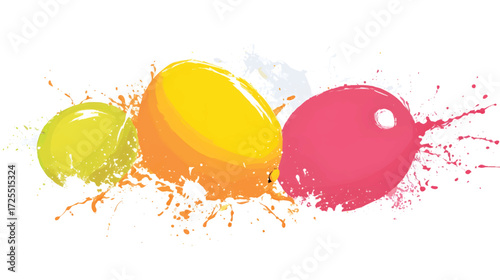 Colorful paint splashes in vibrant hues