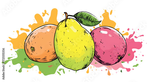 Colorful illustration of tropical fruits