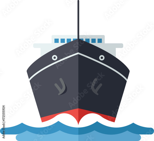 Large cargo ship sailing smoothly through blue ocean waves nautical transportation isolated on transparent background