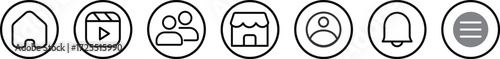 Facebook App Interface Icons Set. Facebook App Interface on transparent background. Popular Facebook Social media icons editorial vector.
