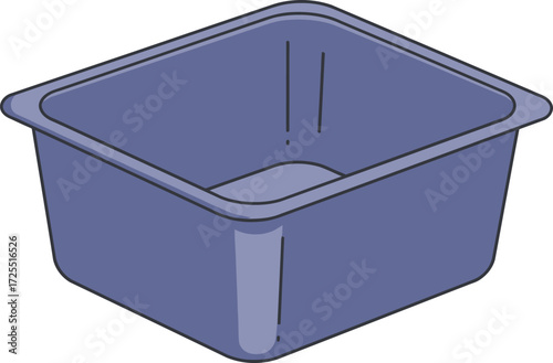 Durable blue plastic container for storage and organization open top square shape versatile use isolated on transparent background