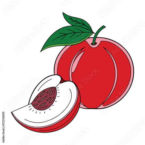 Minimal Vector Illustration of a Peach Fruit