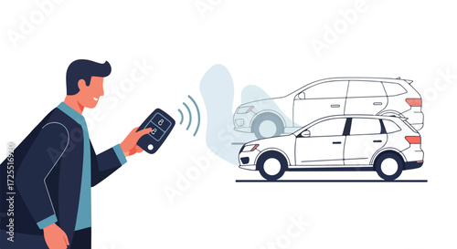 Modern car key technology illustration demonstrating remote vehicle control and automotive convenience with a simplified design