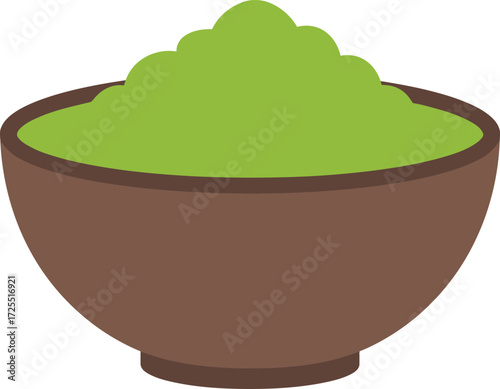 Green matcha powder in a brown bowl healthy beverage ingredient asian tea drink culinary staple isolated on transparent background