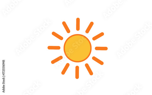 Simple orange sun graphic with radiating lines.