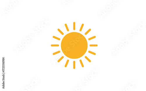 A simple, flat design icon of a yellow sun with radiating beams of light on a plain white background.