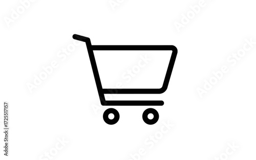 Simple line art drawing of a shopping cart.