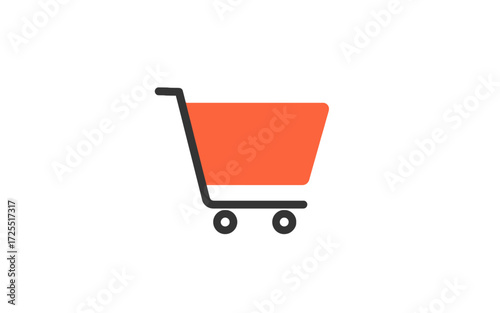 Simple orange shopping cart icon on white background.