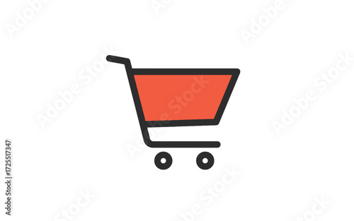 A minimalist orange and black shopping cart icon on a white background, representing e-commerce and retail.