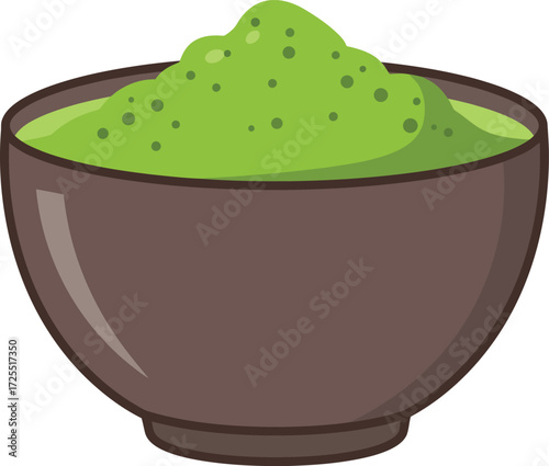 Green matcha powder in a brown bowl japanese tea ceremony ingredient food beverage healthy isolated on transparent background