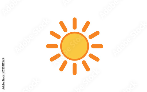 A simple, bright yellow and orange sun icon with radiating rays on a white background, symbolizing warmth and light.
