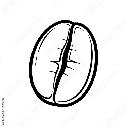 Coffee Bean Icon: A simple yet impactful illustration of a coffee bean, showcasing its organic form and intricate detailing that represents the heart of every perfect cup.