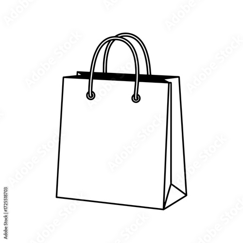 Shopping bag line art: Clean and minimalist, a stark line drawing of a shopping bag embodies simplicity and versatile usage for various commerce applications.