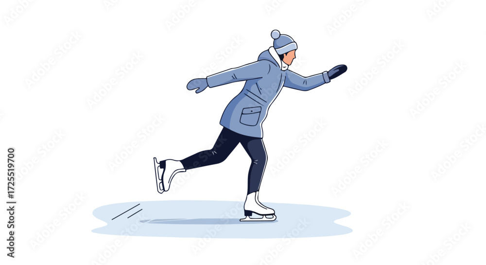 Obraz premium Captivating winter sport: A graceful figure skater gliding effortlessly on ice showcasing balance and motion in winter gear style