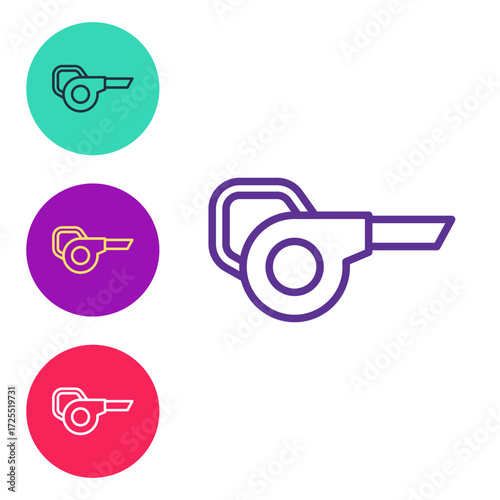 Set line Leaf garden blower icon isolated on white background. Set icons colorful. Vector