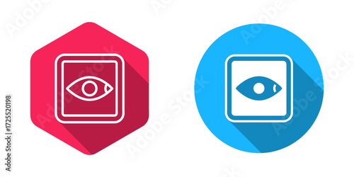 Filled and outline Film or movie cinematography rating or review icon isolated with long shadow background. Vector