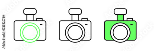 Set line Photo camera icon isolated on white background. Foto camera. Digital photography. Vector