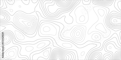 Ocean topographic line map with curvy wave isolines vector illustration. Abstract topographic contours map background, Vector contour topographic map. Cartography texture abstract banner use.	