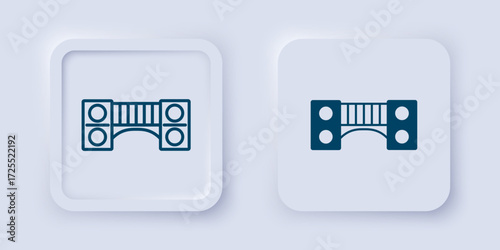 Filled and outline Playground kids bridge icon isolated on grey background. Square button. Vector