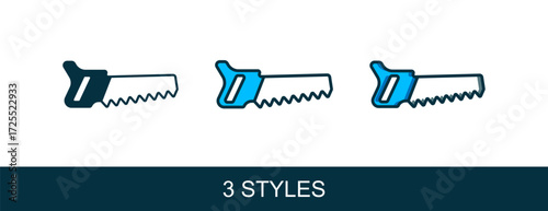Filled outline Hand saw icon isolated on white background. Vector