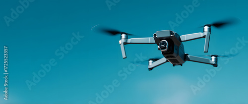 Quadcopter unmanned aerial vehicle flying in the air