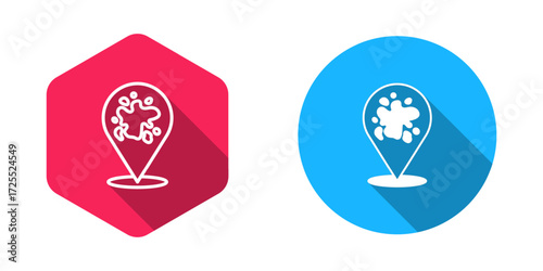 Filled and outline Paint spray icon isolated with long shadow background. Vector