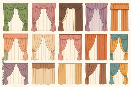 Curtain Design Collection with Decorative Styles and Color Variations