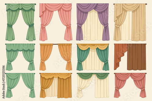Curtain Design Collection with Decorative Styles and Color Variations