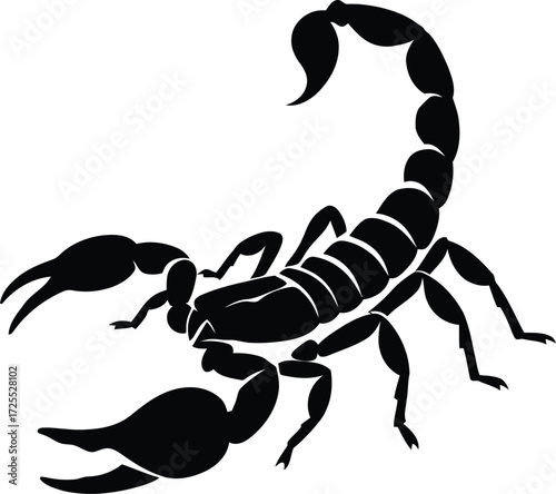 Black scorpion silhouette symbol of danger power and mysticism art graphic design isolated on transparent background