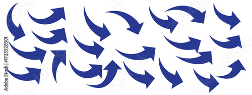 Blue arrows set. Curved arrows. Arrow sign. Flat style icons. set of Blue curve arrow icon vectors. long arrow icon vector illustration.