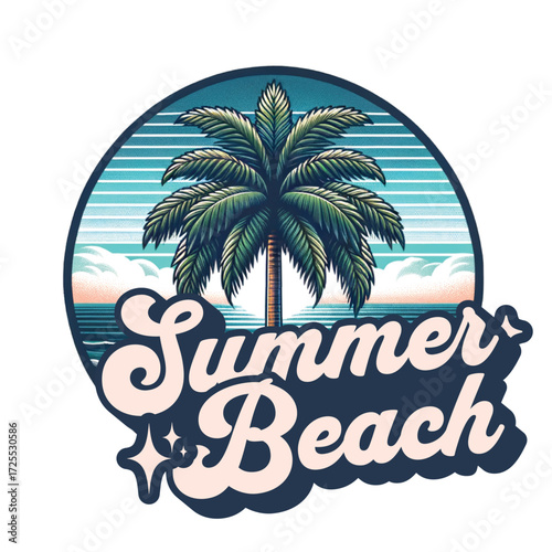 Vibrant summer beach t shirt design featuring coastal elements and tropical vibes