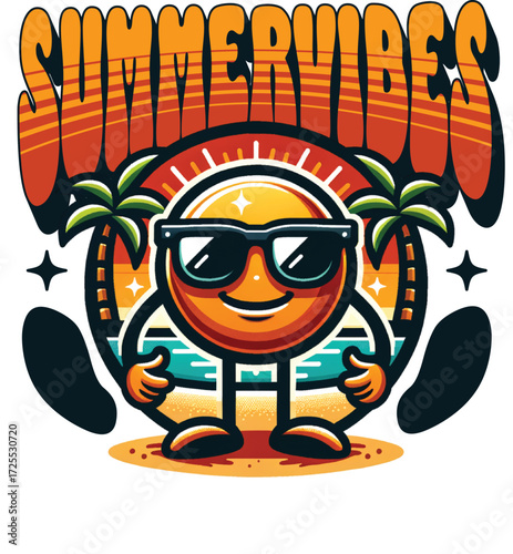 Vibrant summer vibes with tropical elements and bold typography