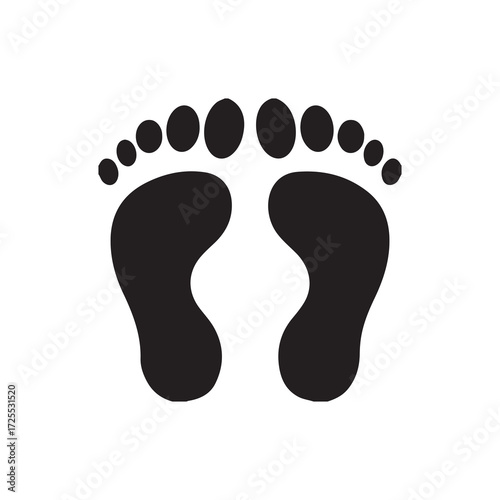 Black Footprint Symbol Isolated on White Background