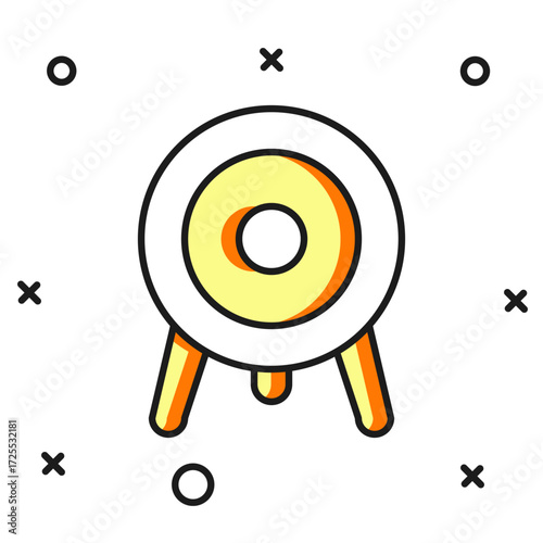 Filled outline Target sport icon isolated on white background. Clean target with numbers for shooting range or shooting. Flat filled outline style with shadow. Vector