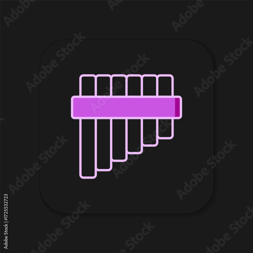 Filled outline Pan flute icon isolated on black background. Traditional peruvian musical instrument. Folk instrument from Peru, Bolivia and Mexico. Flat filled outline style with shadow. Vector