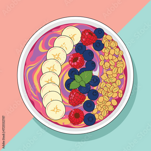 Vector illustration of a healthy breakfast fruit bowl